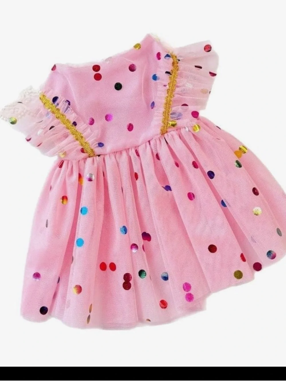 Pet  Pink Polka Dot Tulle Party Dress